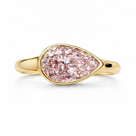 Verity Pink : 2 Carat Fancy Intense Pink Pear Lab Grown Diamond Ring