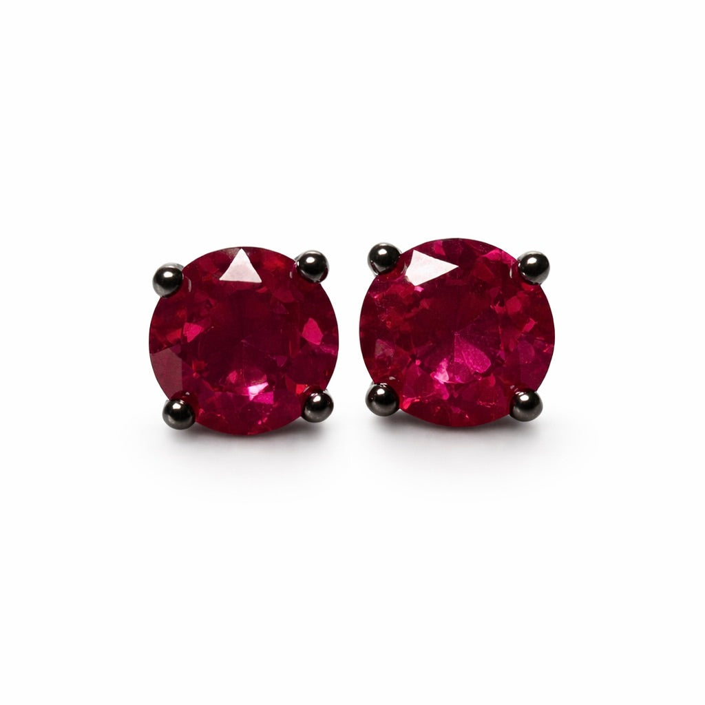 Red Ruby Eclipse : Black Gold Stud Ruby Stud Earrings