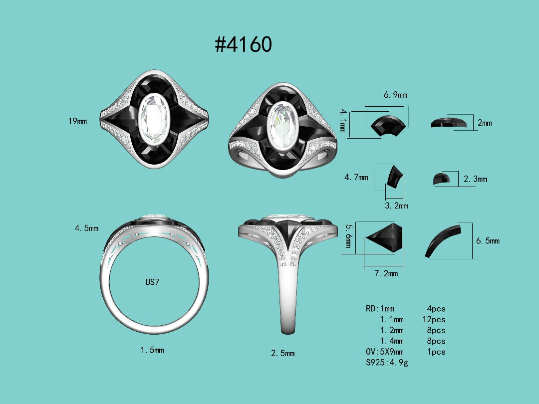 Velour Noir : 2 Carat Oval Cut Lab Grown Diamond Black Agate Ring