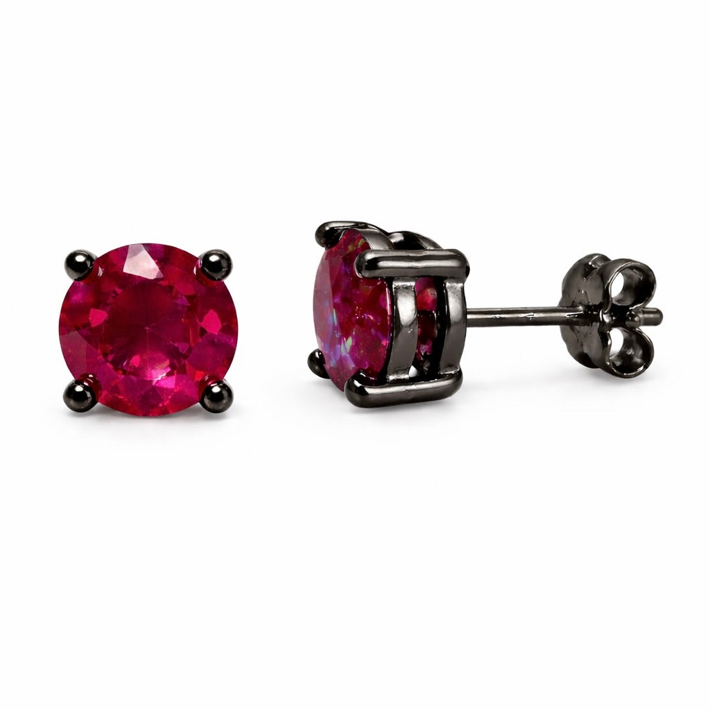 Red Ruby Eclipse : Black Gold Stud Ruby Stud Earrings