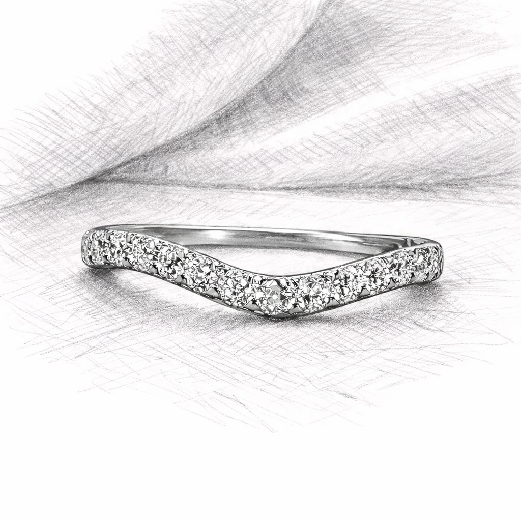 Whisper Curve Band : 2mm Lab grown Diamond Contour Wedding Band