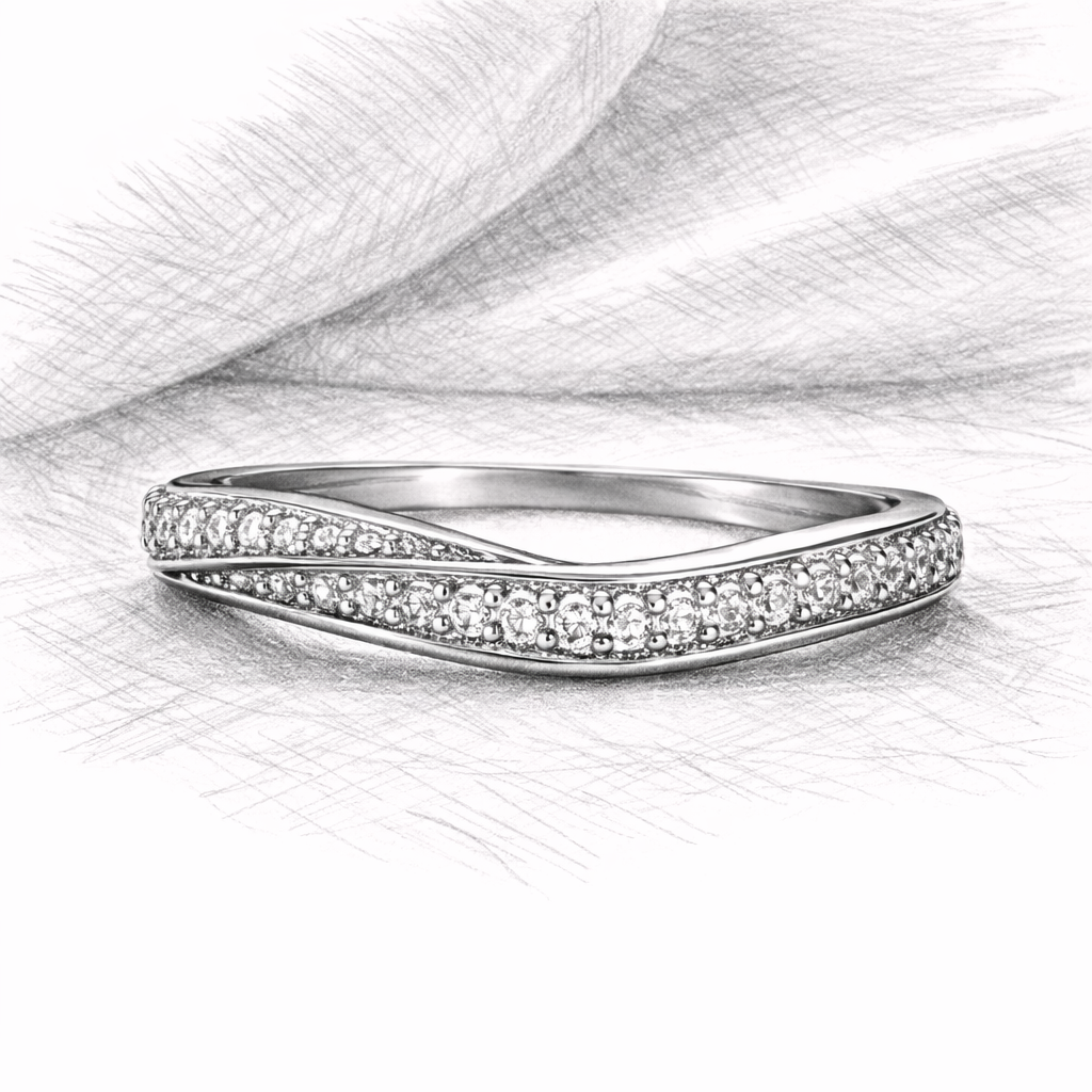Lyrica Twist Band : 3mm Lab Grown Diamond Wedding Band
