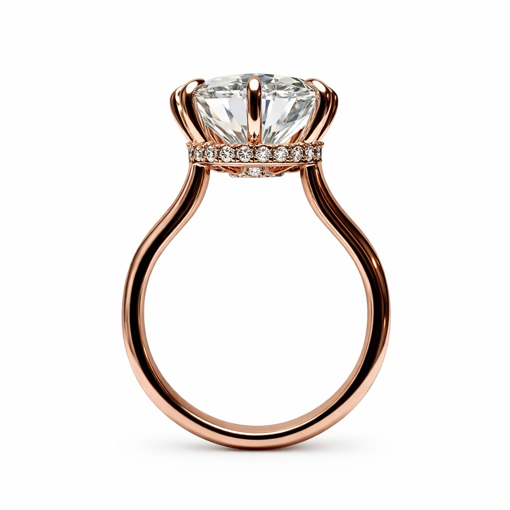 Kensington Oval : 5 Carat Oval Cut Lab Grown Diamond Hidden Halo Engagement Ring