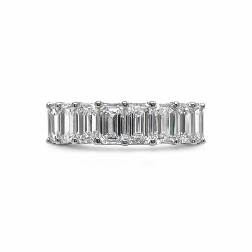 Nicole Sarah : 5mm Emerald Cut Lab Grown Diamond Half Eternity Wedding Band