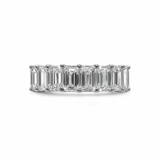 Nicole Sarah : 5mm Emerald Cut Lab Grown Diamond Half Eternity Wedding Band