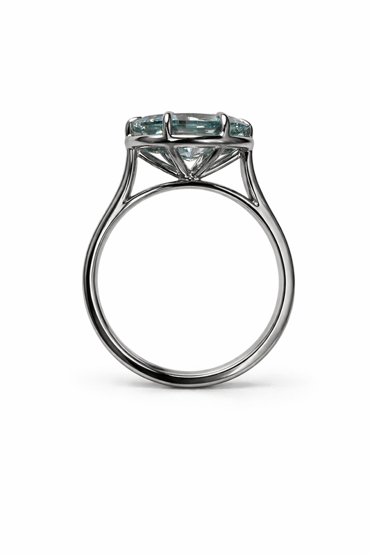 Verdant Tide: 3 Carat Fancy Vivid Blueish Green Diamond Ring