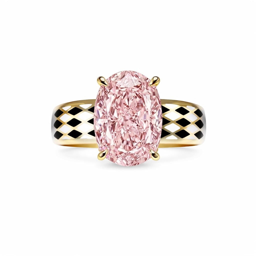 The Rose Dominion : 3.5 Carat Fancy Intense Pink Lab Grown Diamond Ring