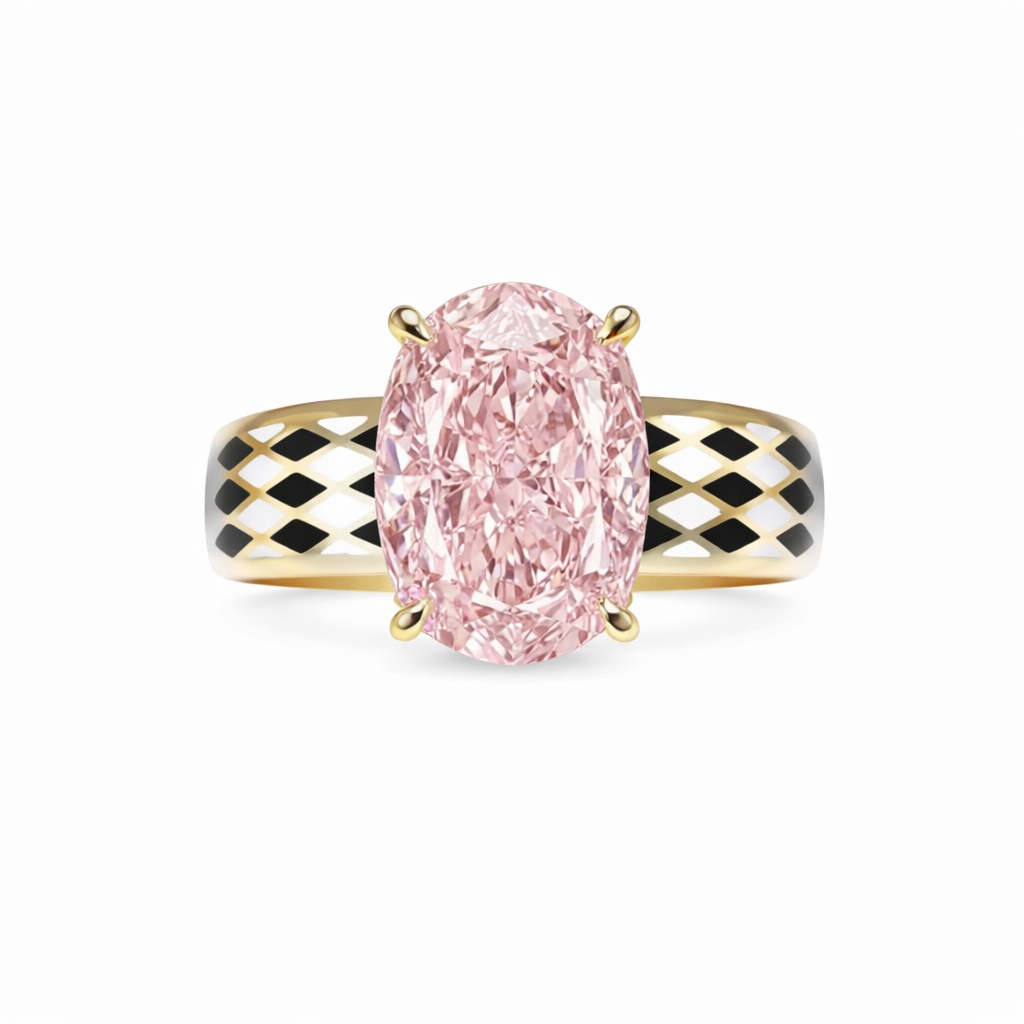 The Rose Dominion : 3.5 Carat Fancy Intense Pink Lab Grown Diamond Ring