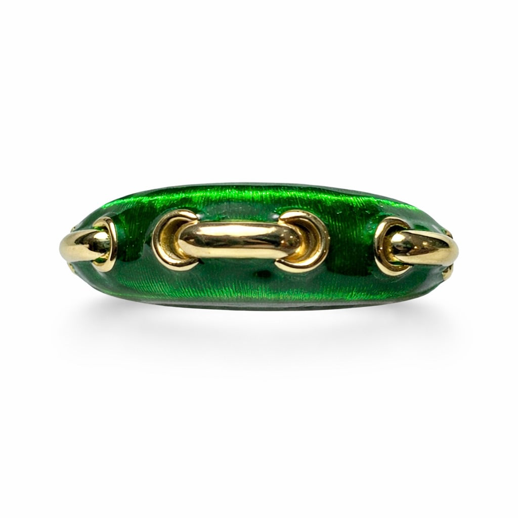 Marias Link Band : Enamel & Solid Gold Link Stacking Ring