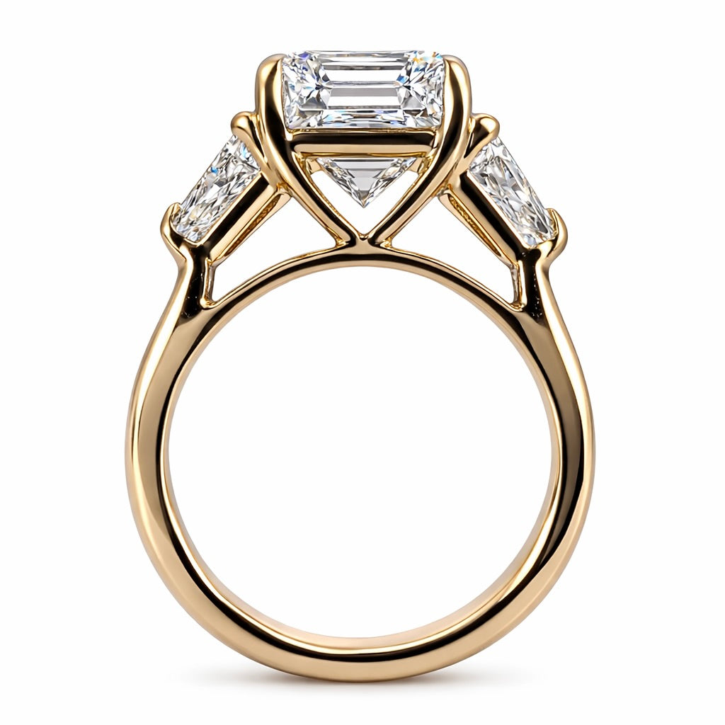 The Aveline : 5 Carat Asscher Cut Lab Grown Diamond Engagement Ring