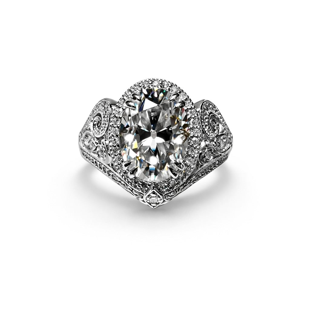Veil of Light : 3 Carat Oval Brilliant Cut Lab Grown Diamond Engagement Ring