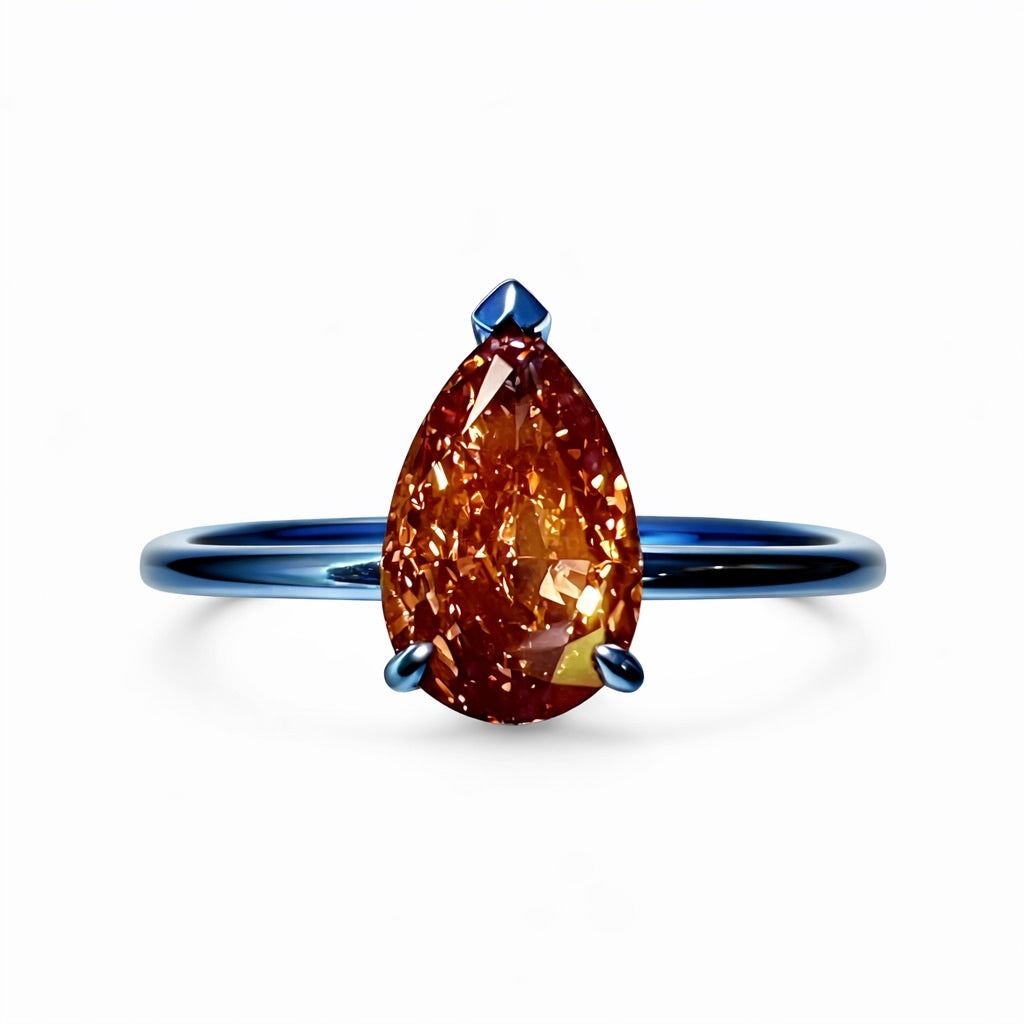 Cobalt Ember : 2 Carat Pear Cut Lab Grown Diamond Ring - (No.III)