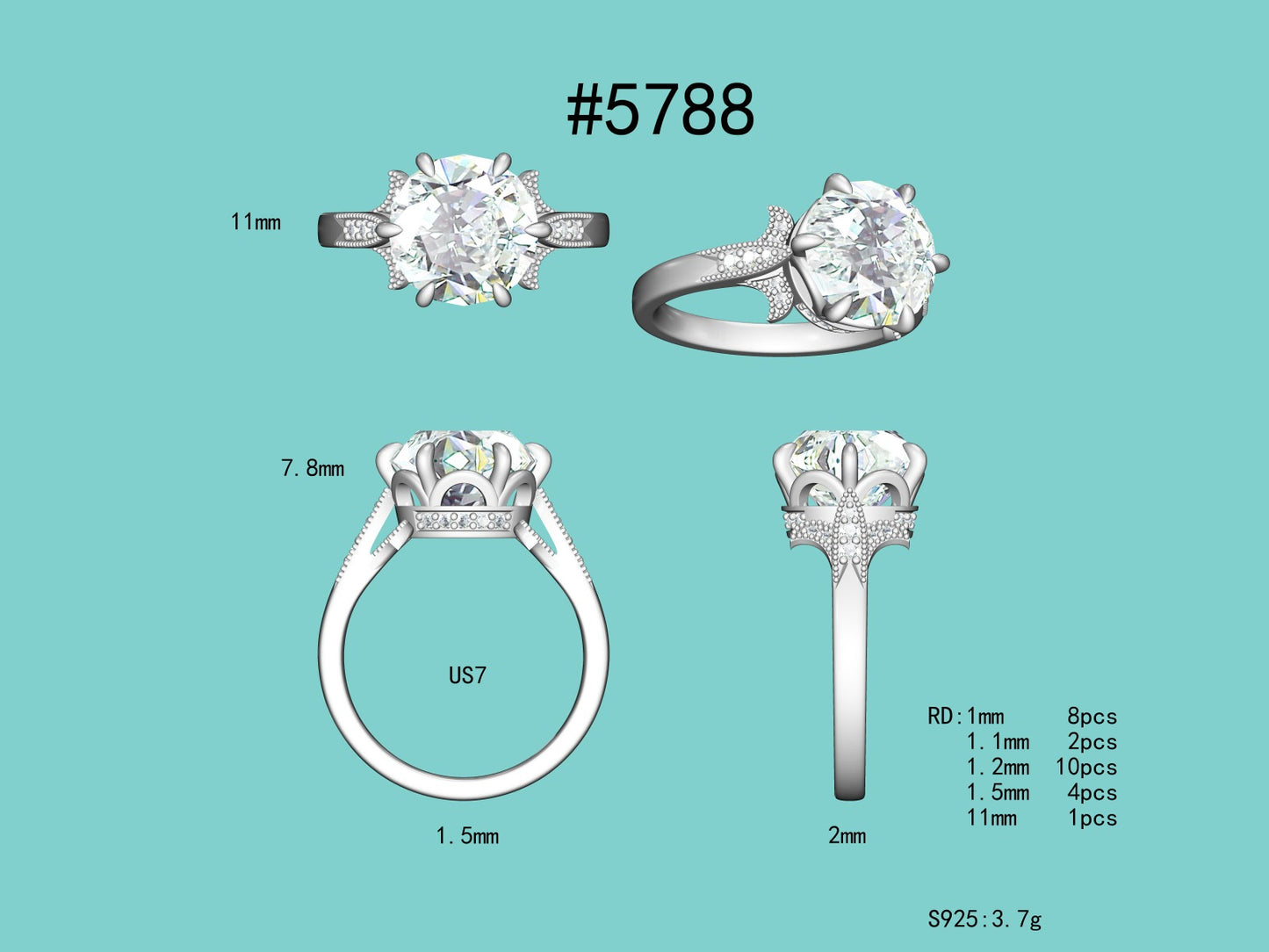 Beaumont Round: 6 Carat Round Brilliant Lab Grown Diamond Engagement Ring