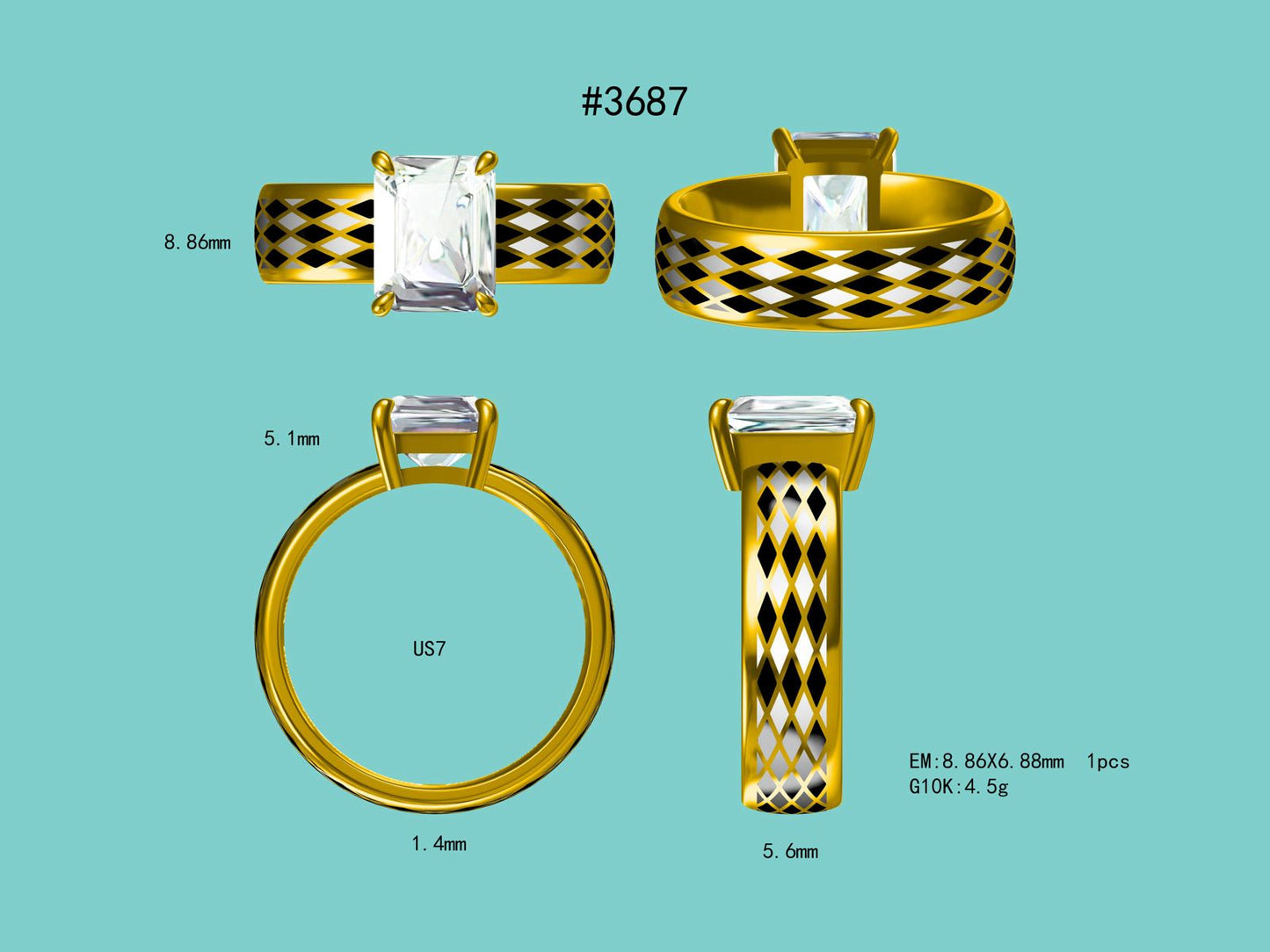 The Dominion Ring : 4 Carat Radiant Intense Yellow Lab Grown Diamond Ring