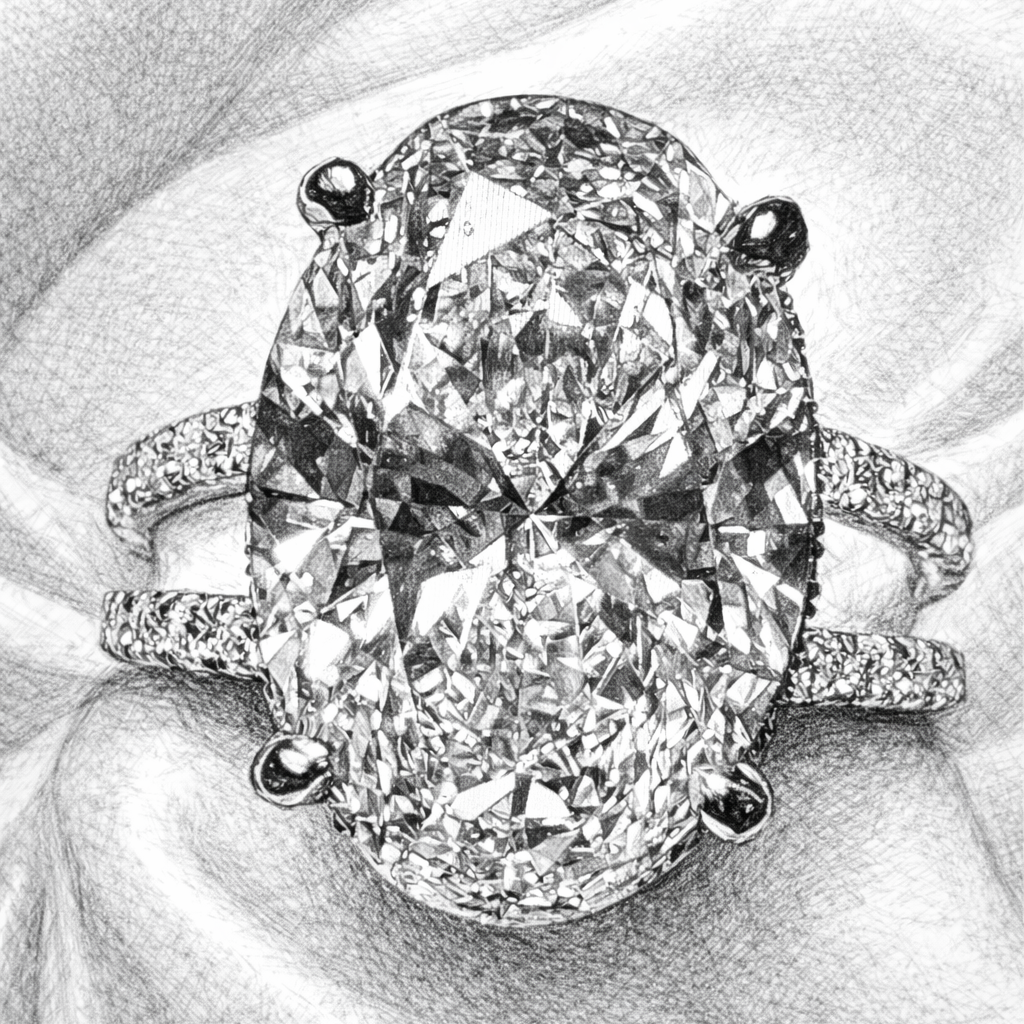The Evermore : 7 Carat Oval Cut Engagement Ring
