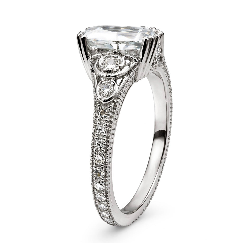 Whispered Lace : 3 Carat Elongated Cushion Cut Lab Grown Diamond Engagement Ring