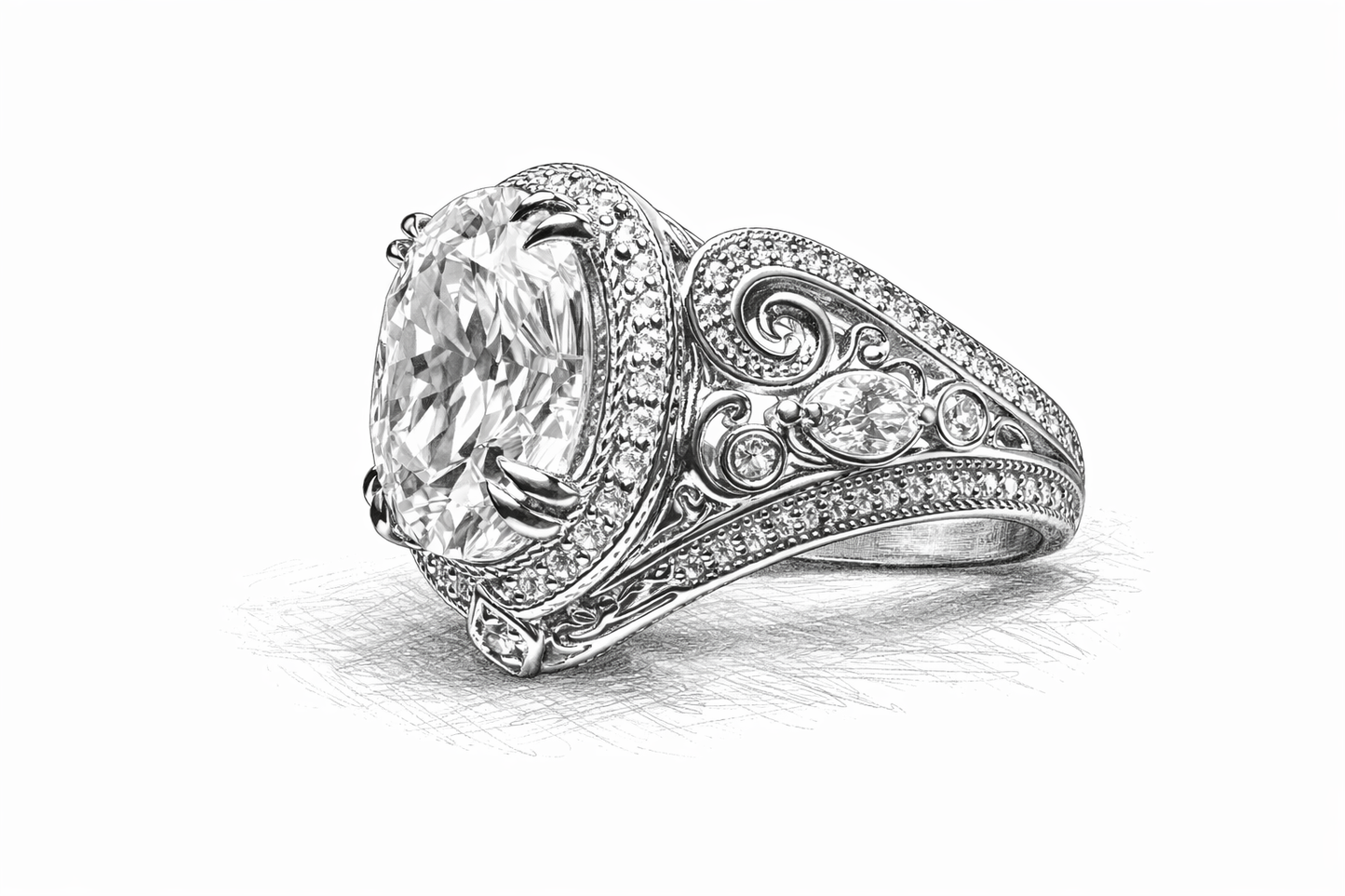 Veil of Light : 3 Carat Oval Brilliant Cut Lab Grown Diamond Engagement Ring