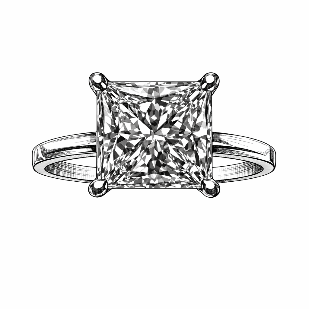 The Elara : 5 Carat Princess Cut Lab Grown Engagement Ring