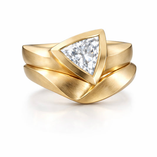 Gilded Keystone  - 2 Carat Trilliant Cut Lab Grown Diamond Bridal Set (No. X)
