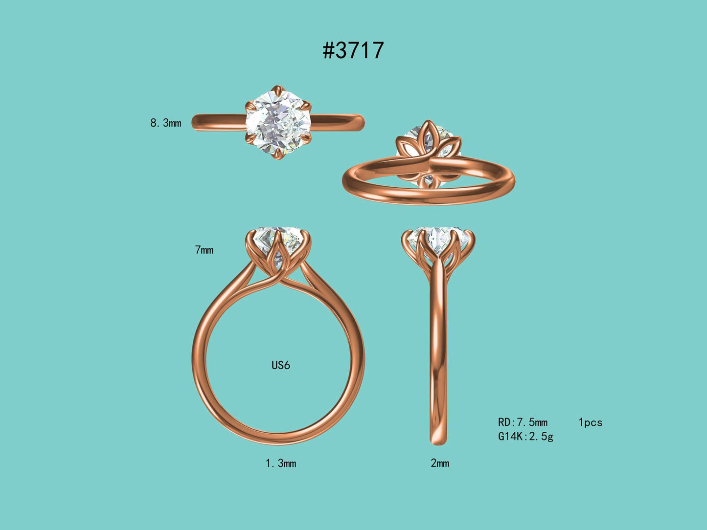 Elysian Tulip : 2.5 Carat Lab Grown Diamond Engagement Ring