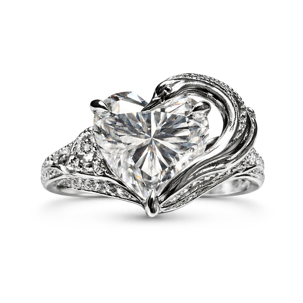 The Swan Embrace : 4 Carat Heart Cut Lab Grown Diamond Engagement Ring