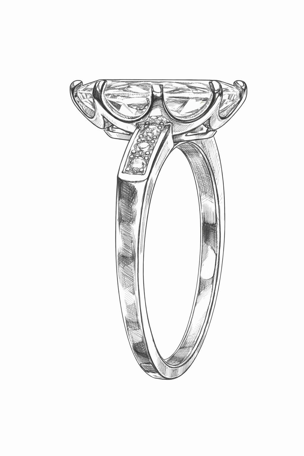The Marlene Belgium : 5 Carat Marquise Cut Lab Grown Diamond Engagement Ring