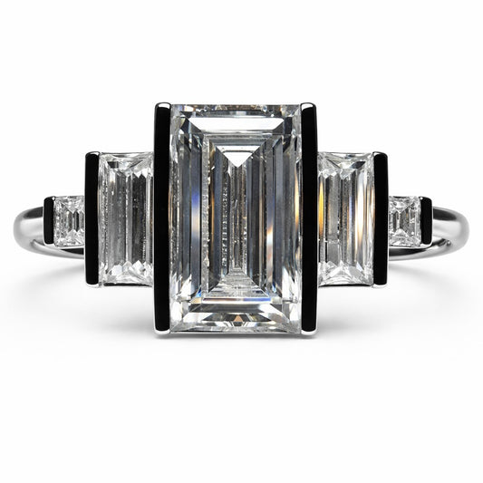 The Marais Engagement Ring : 4 Carat Emerald Cut Lab Grown Diamond Engagement Ring