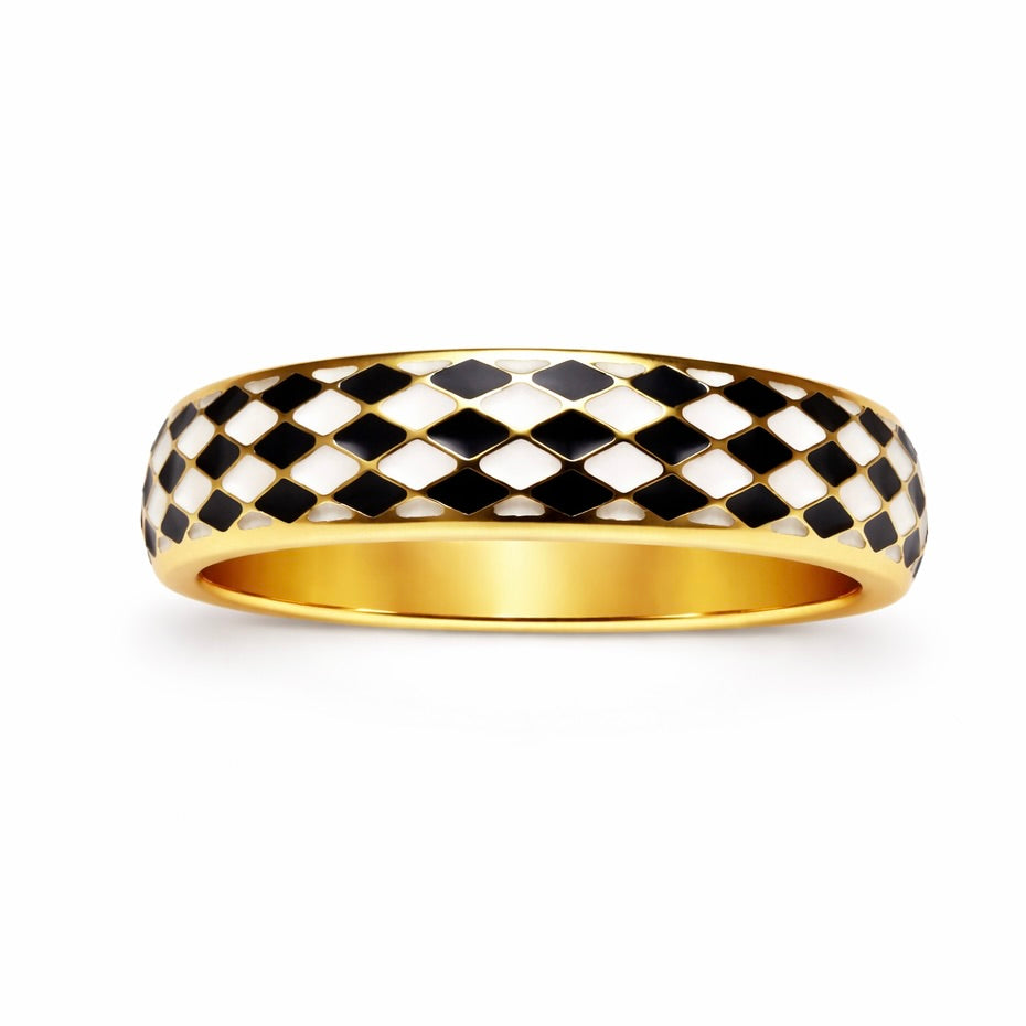 The Harlequin Nocturne Band : 5mm Black & Gold Solid Gold Ring