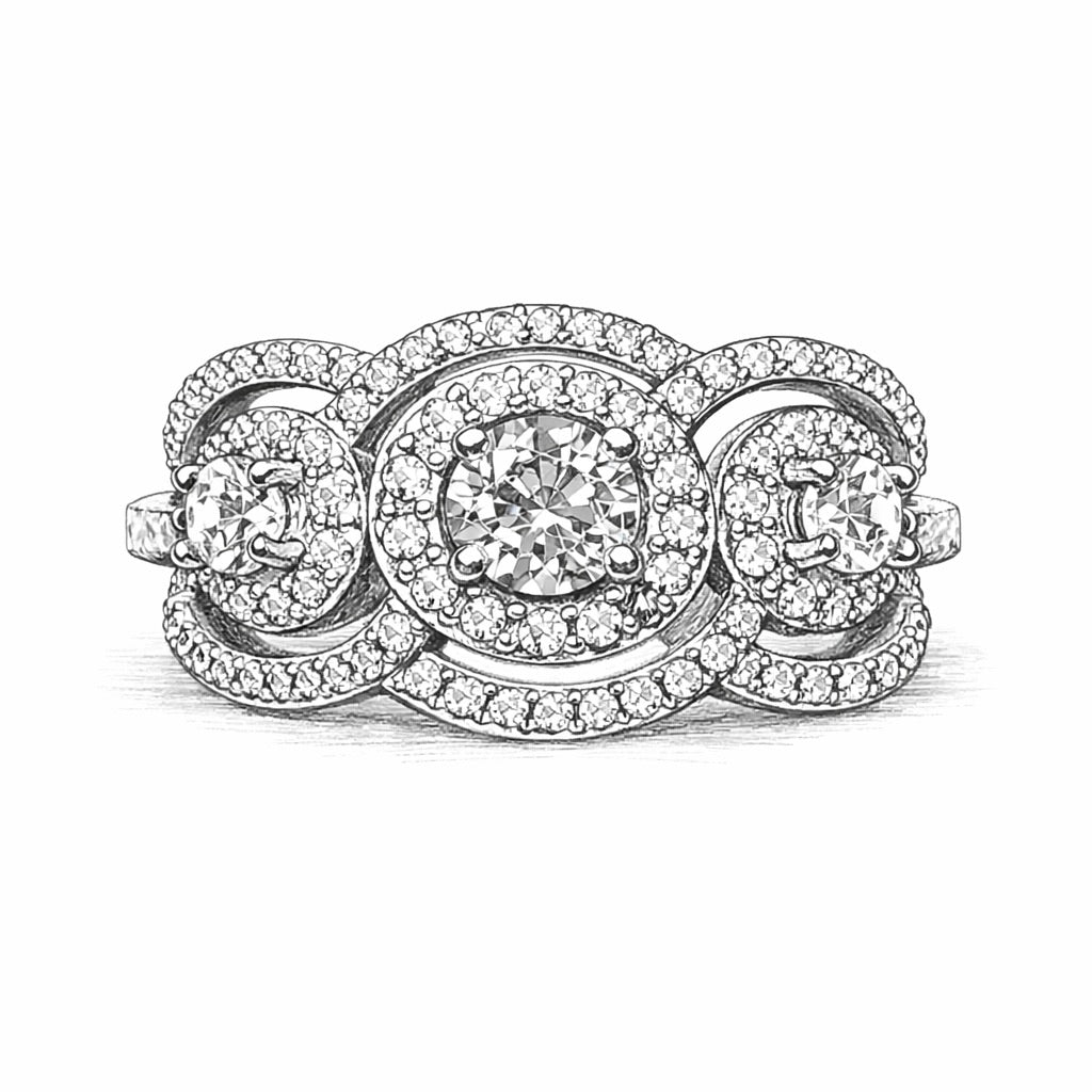 Whispered Trinity : Three Stone Engagement Ring