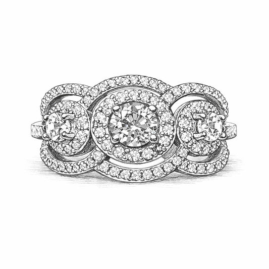 Whispered Trinity - Three Stone Engagement Ring