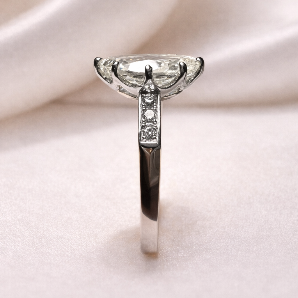 The Marlene Belgium : 5 Carat Marquise Cut Lab Grown Diamond Engagement Ring