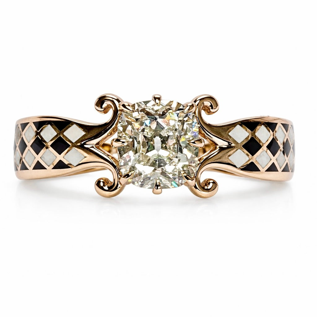 The Harlequin Ring : 3 Carat Elongated Cushion Lab Grown Diamond Engagement Ring