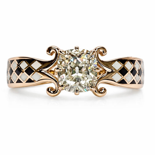 The Harlequin Ring : 3 Carat Elongated Cushion Lab Grown Diamond Engagement Ring