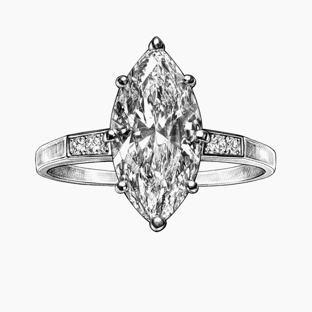 The Marlene Belgium : 5 Carat Marquise Cut Lab Grown Diamond Engagement Ring