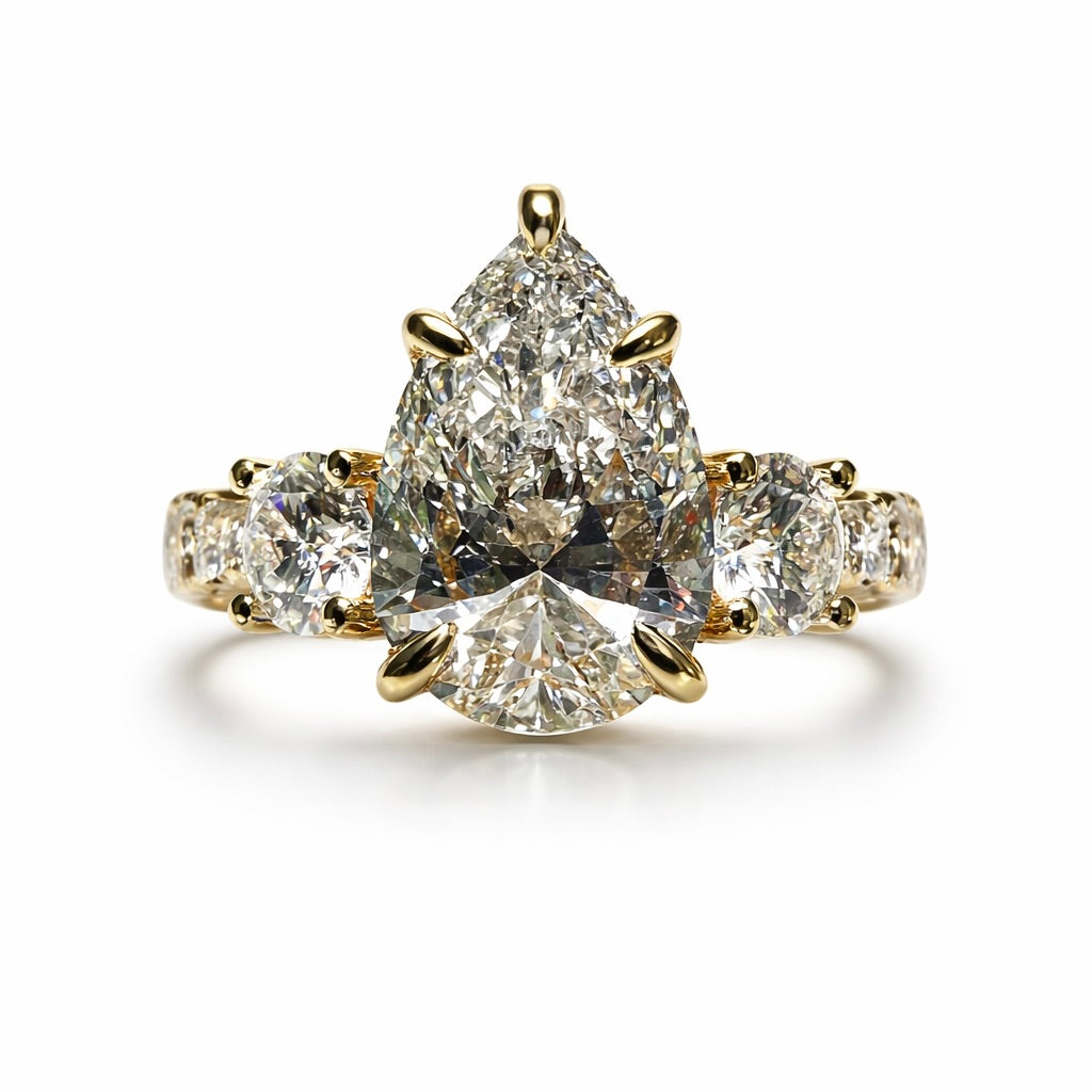 Elowen : 5 Carat Pear Cut Lab Grown Diamond Engagement Ring