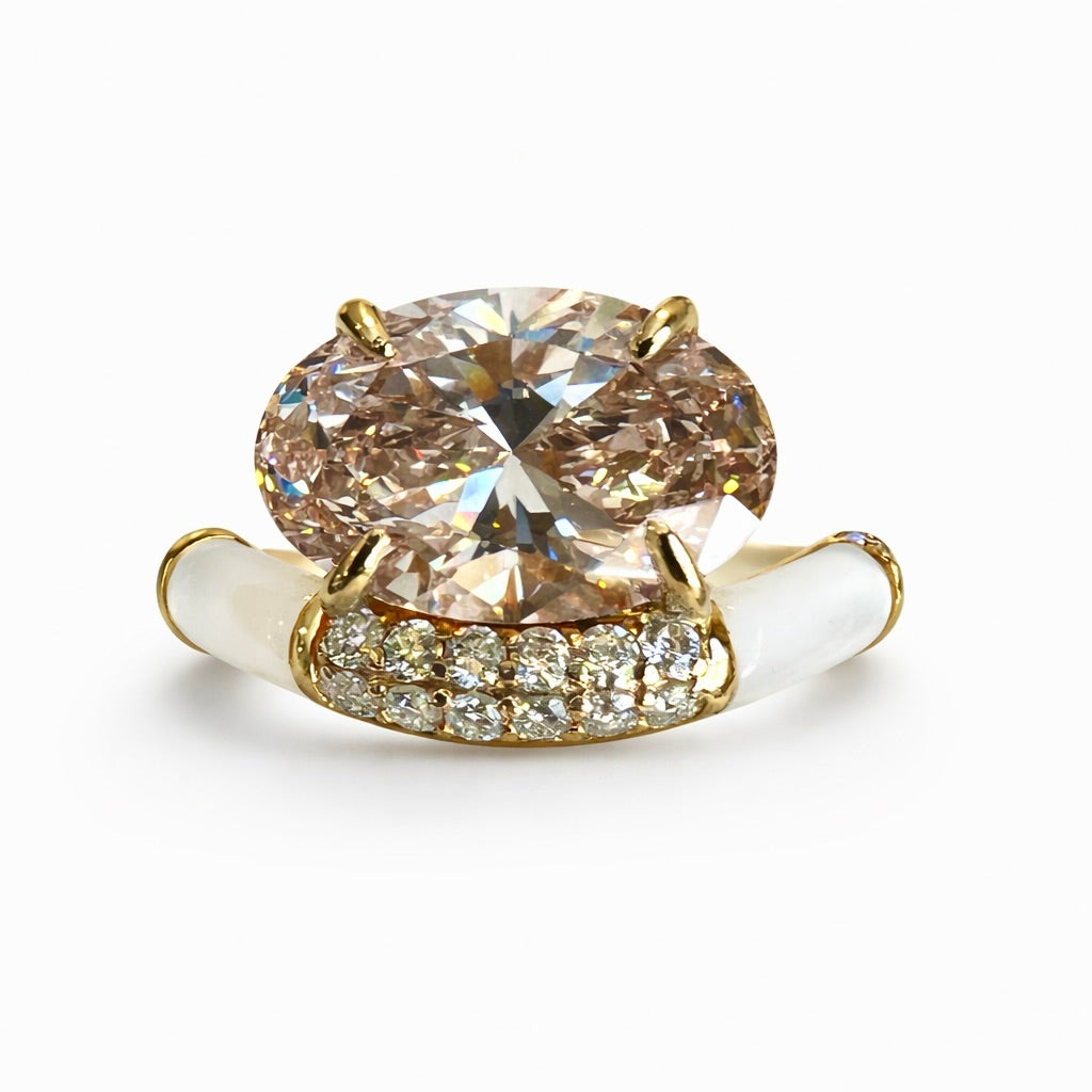 Karmen Curve (Rosaline): Pink Diamond Engagement Ring with Sculpted Band