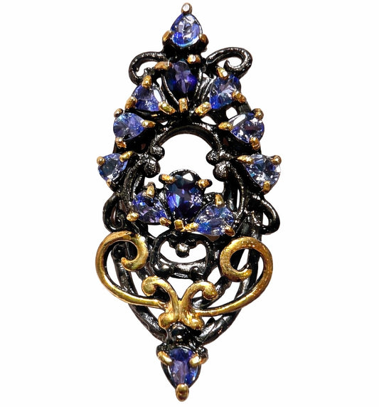 Vesper Reliquary: Tanzanite Nocturne Statement Ring in Blackened Gold