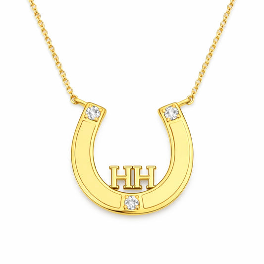 Heritage Gold : Custom Initial Diamond Horseshoe Necklace