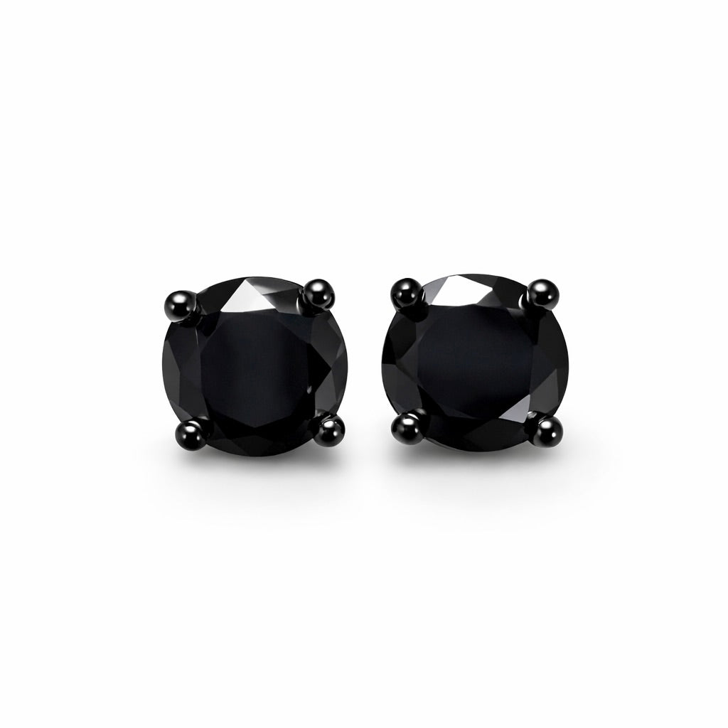 Black Sapphire Eclipse : Black Gold Black Sapphire Stud Earrings