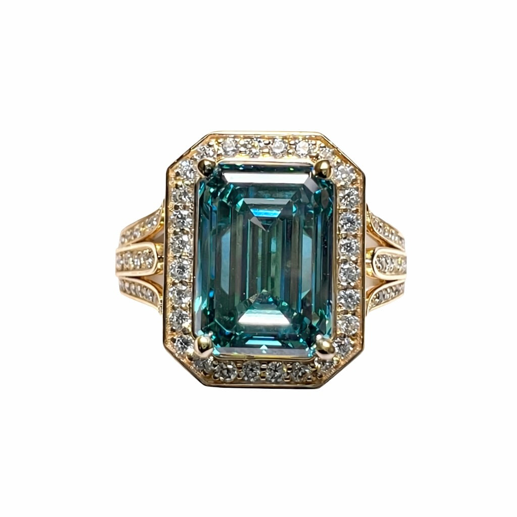 Versele' : 4 Carat Fancy Vivid Greenish Blue Diamond Engagement Ring