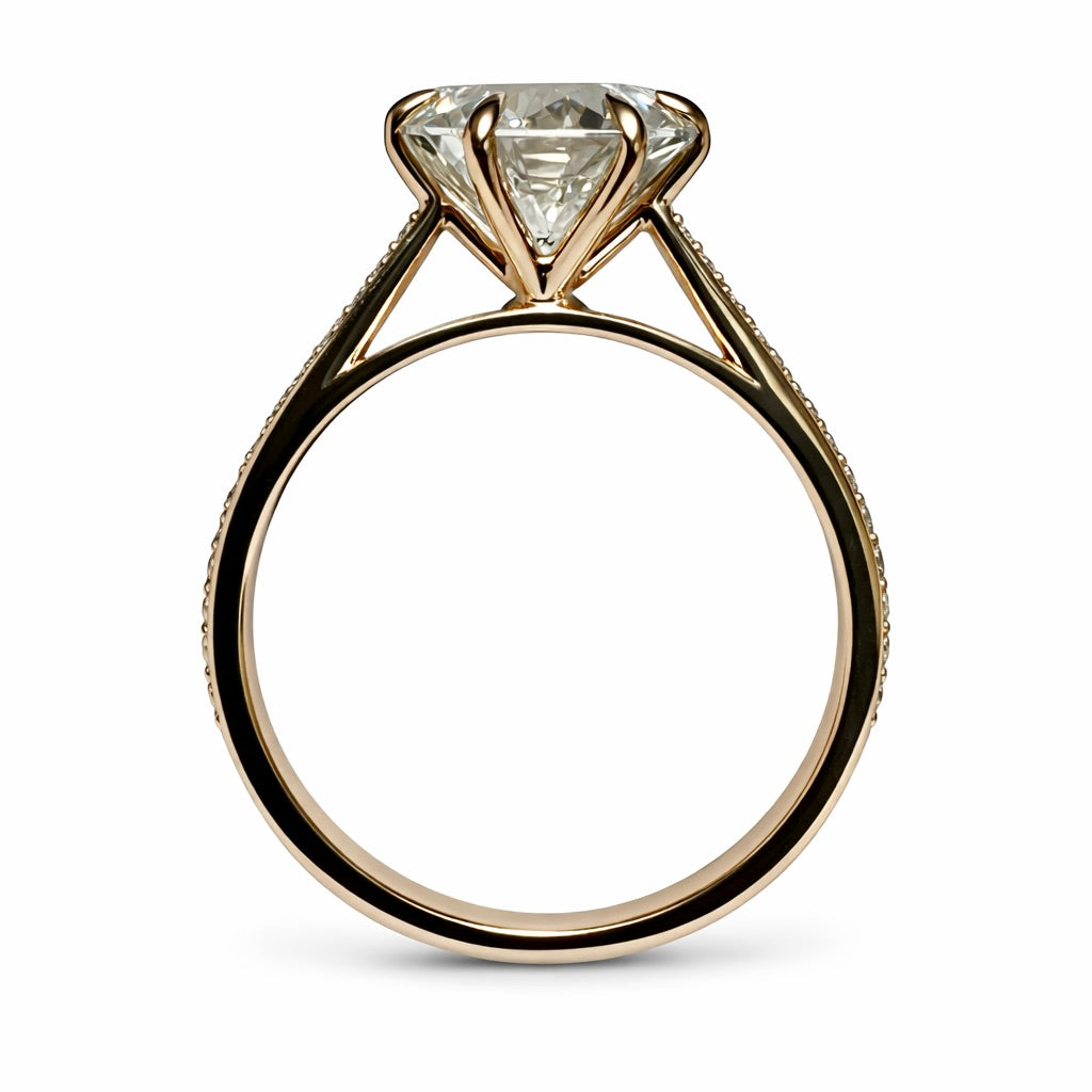 Blush Kiss : 3 Carat Round Brilliant Lab Grown Diamond Pavé Engagement Ring