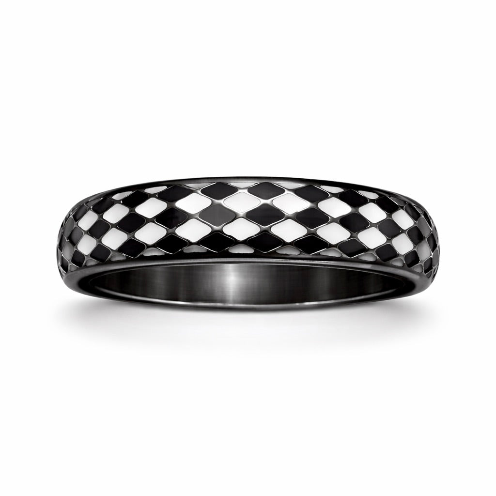 The Harlequin Nocturne Band : 5mm Black & Gold Solid Gold Ring