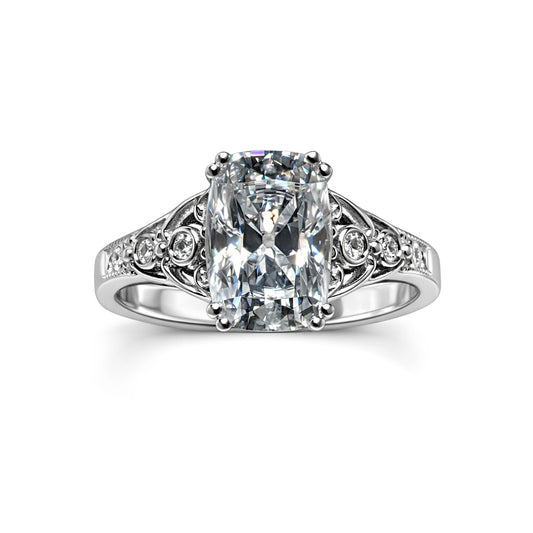 Whispered Lace - 3 Carat Elongated Cushion Cut Lab Grown Diamond Engagement Ring
