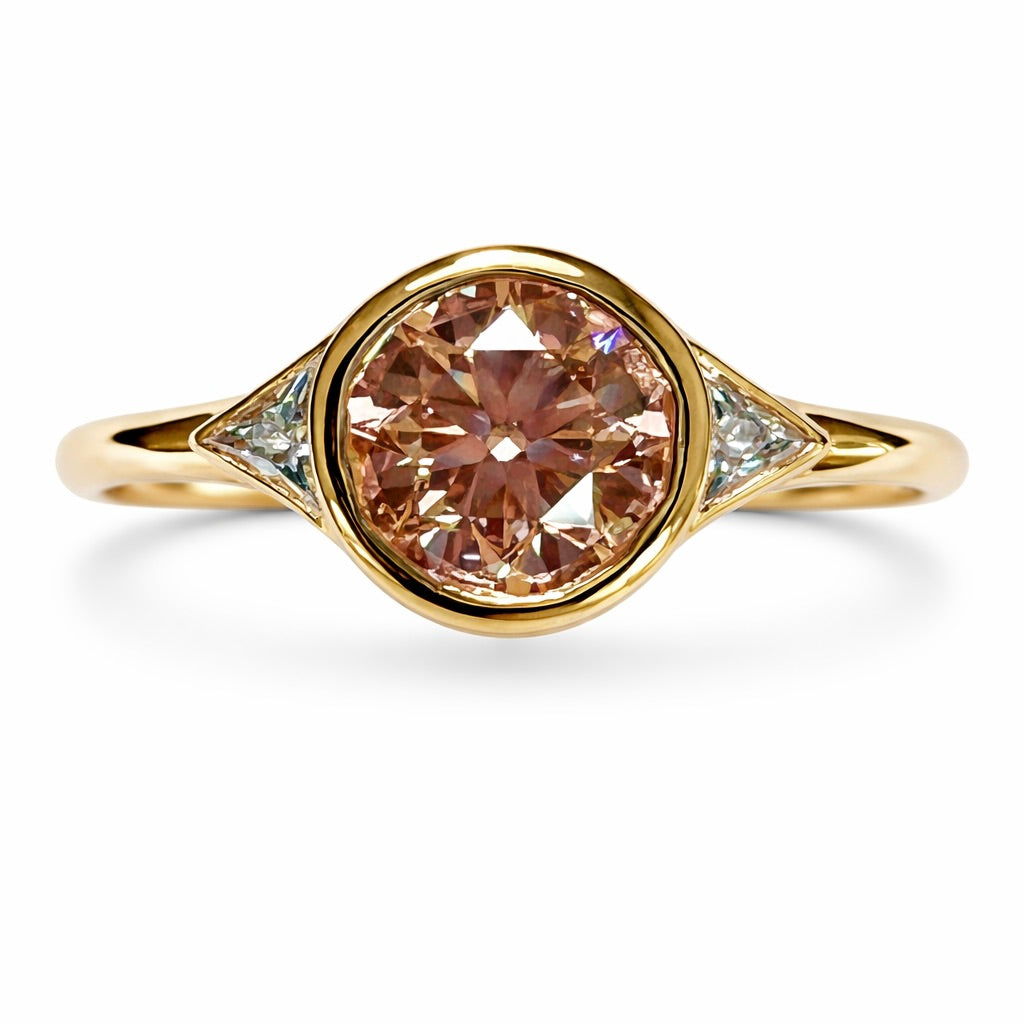 The Pink Rose : 2 Carat Fancy Intense Pink Lab Grown Diamond Bezel Engagement Ring