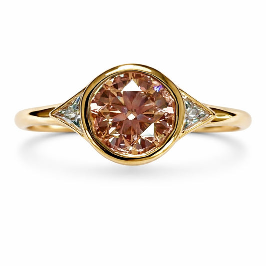 The Pink Rose : 2 Carat Fancy Intense Pink Lab Grown Diamond Bezel Engagement Ring