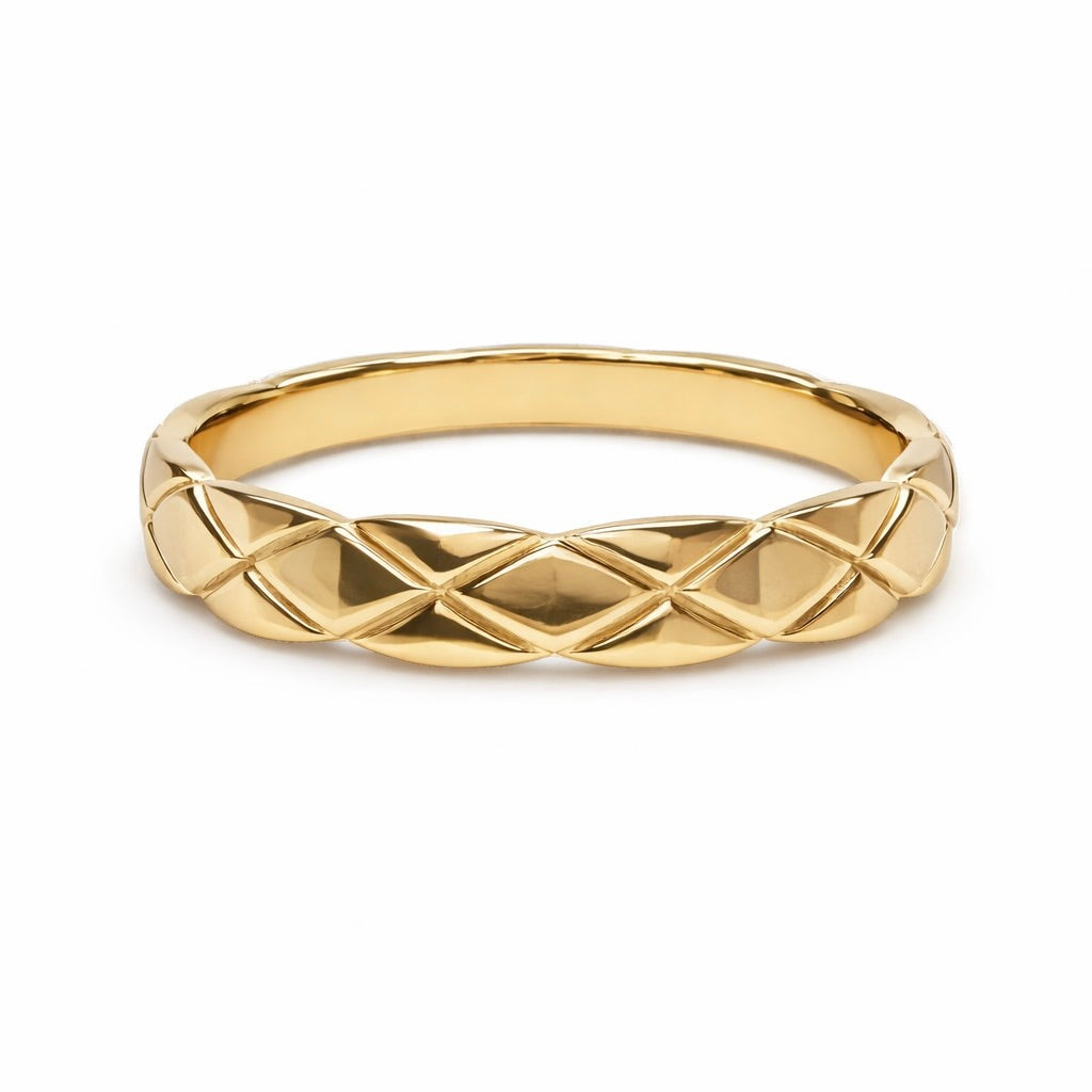 3mm Quilted Wedding Band in Gold | Textured Stackable Ring