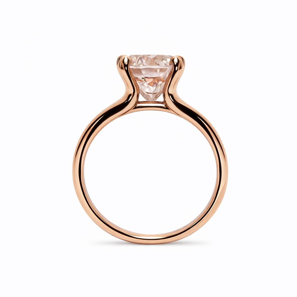 Rose' Lumiere : 3 Carat Round Brilliant Cut Fancy Pink Lab Grown Diamond Ring - (No.XV)