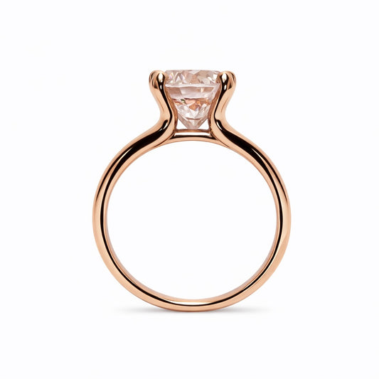 Rose' Lumiere -  3 Carat Round Brilliant Cut Fancy Pink Lab Grown Diamond Ring - (No.XV)