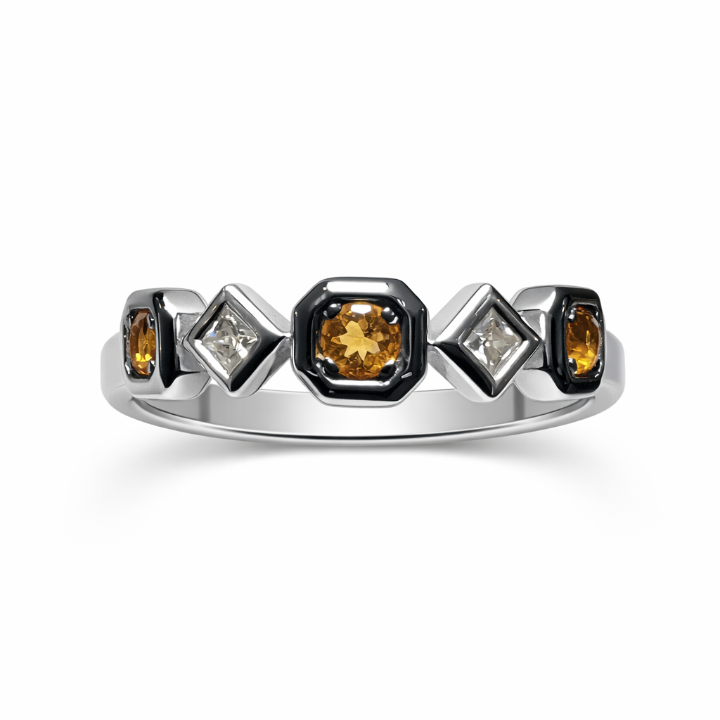 Champagne Interval- Champagne & White Lab Grown Diamond Half Eternity Band (No.V)