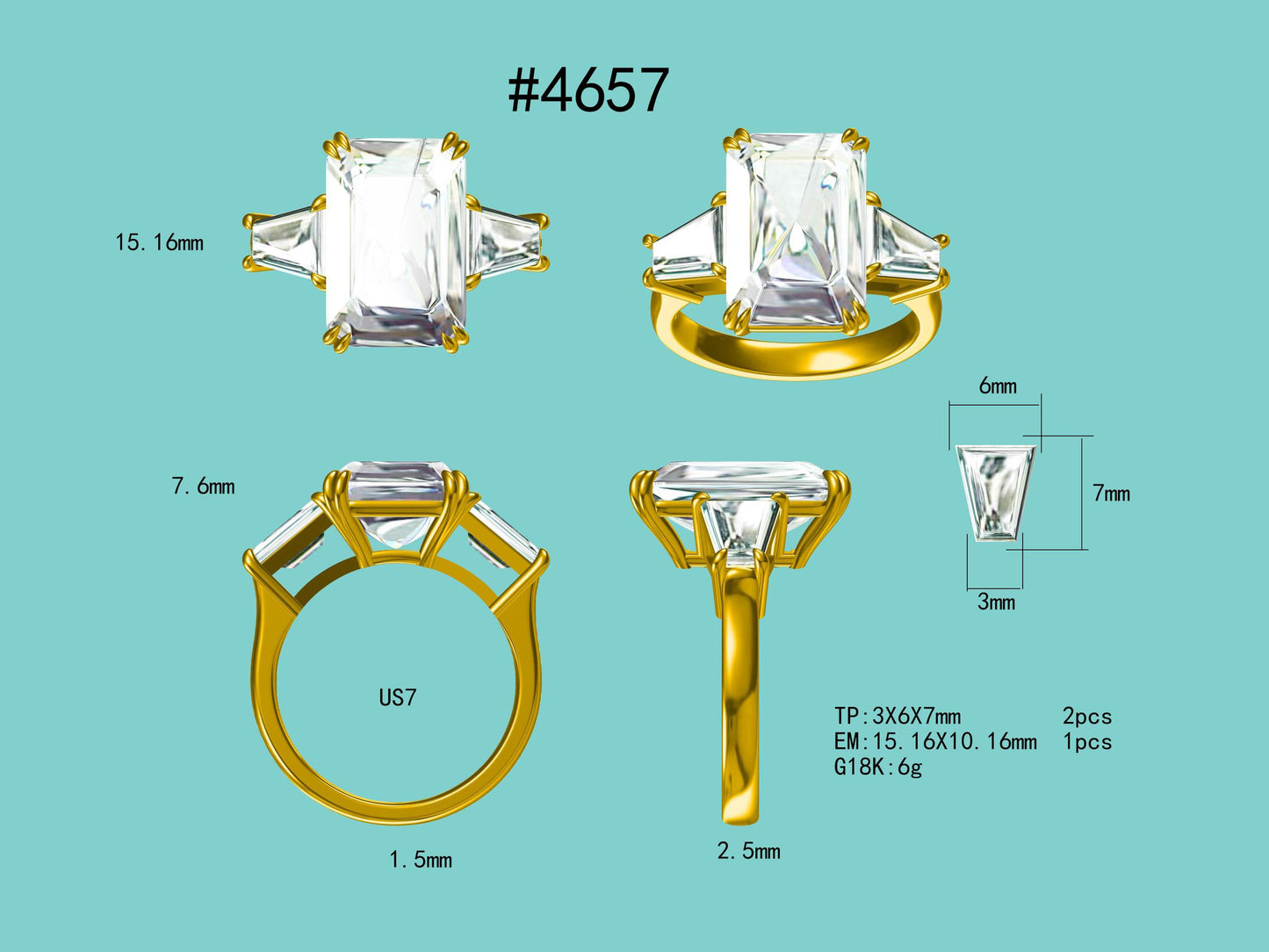 The Grande Emerald : 10 Carat Emerald Cut Lab Grown Diamond Engagement Ring